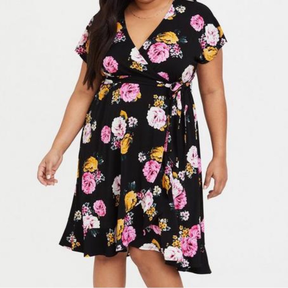 Torrid Mini Stretch Crepe Wrap Dress.
